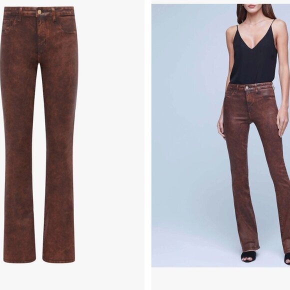 L'Agence Selma High-Rise Sleek Baby Boot Jeans Cocoa Mineral Coated -25 NWT - Picture 11 of 14